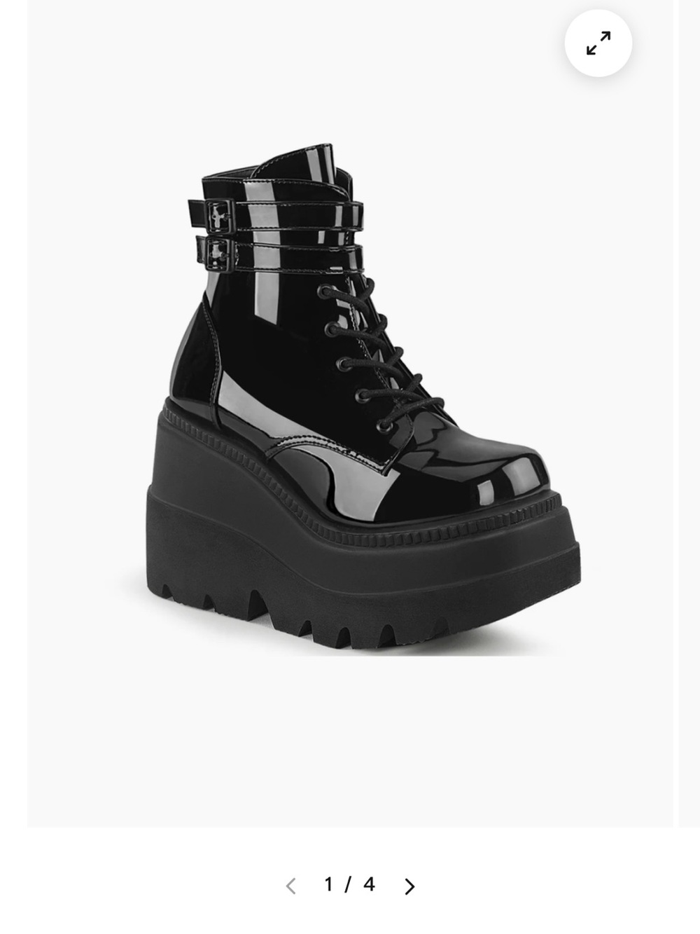 NEW NO BOX DEMONIA WOMEN’S SIZE 11 SHAKER-52 Vegan Black Patent Platform Boots